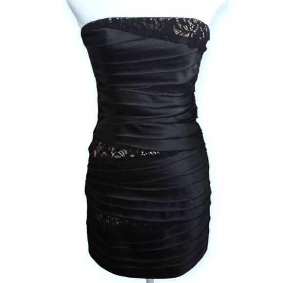 BEBE BLACK & NUDE STRAPLESS MINI DRESS SZ.S EUC - Picture 1 of 10